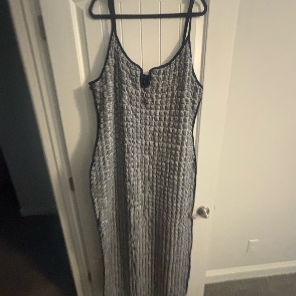 Fashion Nova Gray Blue Sleeveless Spaghetti Strap Maxi Dress